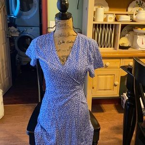 Blue floral maxi wrap dress